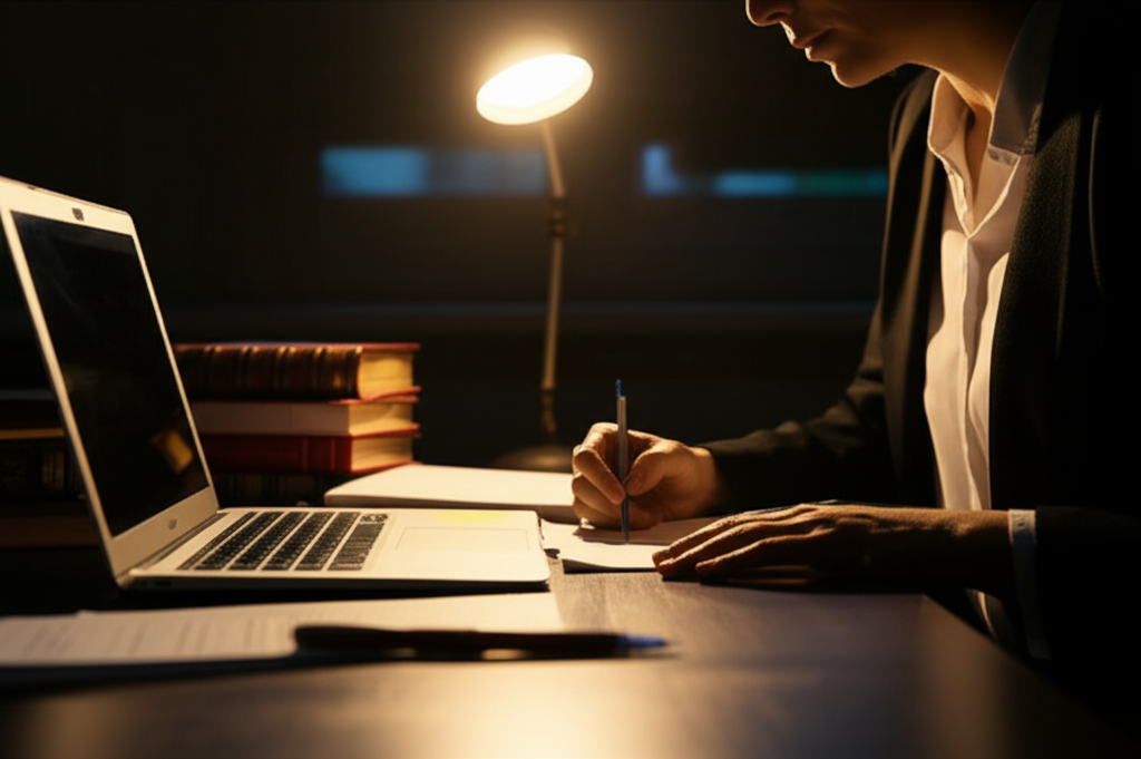 Advogado escrevendo artigo